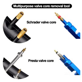 Medsuo Bicycle Valve Core Remover Tool Kit Universal Bike and Car Valve Core Repair Tightening Tool and 12pcs Valve Cores Replacement Compatible with Presta and Schrader Valve - Blue