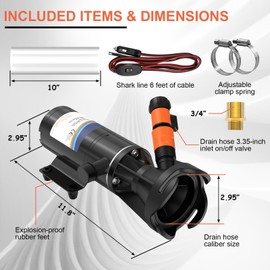 Caifus Macerator Pump For RV, 12V 12GPM RV Macerator Pump w/Quick-Release Fittings, Hoses & Clamps, Self-Priming Design, Portable RV Black Water Tank Sewage Pump Kit
