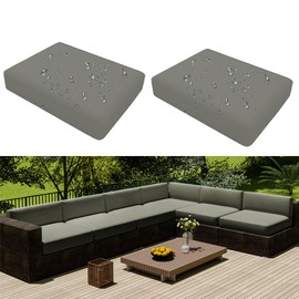 Hiseng Outdoor Sofa Seat Cushion Cover Set of 2 Waterproof with Zip, Patio Chair Sofa Cushion Cover Removable, Weatherproof Sofa Cover for Garden Furniture Made of Rattan (60 x 55 x 10 cm, Light Grey)