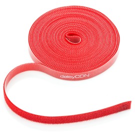 deleyCON 5 m Velcro Cable Ties Velcro Tape Roll 10 mm Wide Cable Management Cable Organiser Velcro Cable Tie Velcro Can Be Cut to Size Red