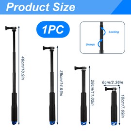 Tweozhui 1 x Selfie Stick Telescopic Stick for GoPro 48 cm Waterproof Selfie Stick, Suitable for GoPro Hero 13/12/11/10/9/8/7/6/Max, DJI Osmo Action 5 Pro/4/3, AKASO, SJCAM and Other Action Cameras
