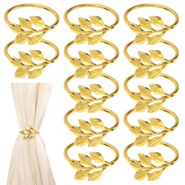 Napkin Rings Gold, Set of 12 Metal Napkin Holders Elegant Leaves Design High Quality Table Decoration for Festive Occasions Elegant Napkin Buckles Napkin Rings Wedding Party Family Dinner