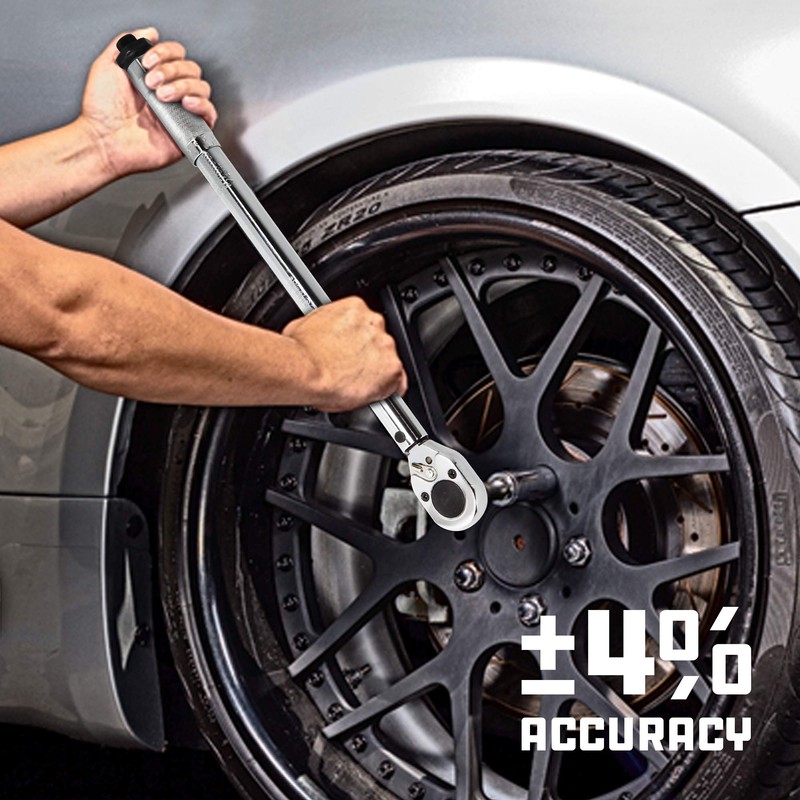 Powerbuilt Micrometer Torque Wrench, 1/2-Inch Drive, Reversible Ratchet Clicks, Lockable,