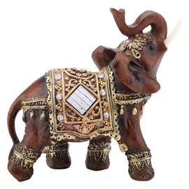 Elephant Statue, Feng Shui Resin Elephant Ornament Lucky Wealth Figurine for Home Office Decoration Birthday House Warming Gift(L)