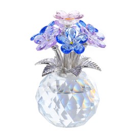 Colorful K9 Crystal Forget Me Knot Crystal Flower Forgetful Grass Flower Figurine Birthday Gift for Women Wedding Anniversary for Friends Sister