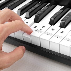 Piano Keyboard Stickers for Beginners, Reusable & Protective Piano Key Labels, Piano Note Stickers Overlay for Full Size Pianos (Black)