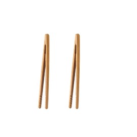 I-MART Toast Tongs Bamboo 7 Inch Set of 2 Wooden Tongs for Toaster Small Cooking Tongs Heat Resistant Natural Kitchen Utensils for Toast Bacon Pickles Bagels Bread Serving