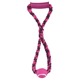 Fancy Pets Juguete Agarradera y Aro con Pelota para Perros Grande de Algodón Multicolor, Durable y Lavable, Estimula la Mandíbula y Refuerza Vínculo Afectivo, 50 Centímetros
