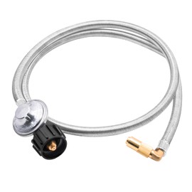 ABYDA 5 Feet Propane Regulator and Hose with Elbow Adapter for Blackstone 17 inch and 22 inch Table Top Griddle, Replacement Parts Connect to Large Propane Tank