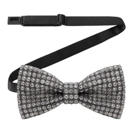 HOULIFE Rhinestone Bow Tie for Men Diamond Bow Tie Pre-Tied Sequin Bow Tie Adjustable Crystal Bow Ties for Wedding Party Banquet, gray