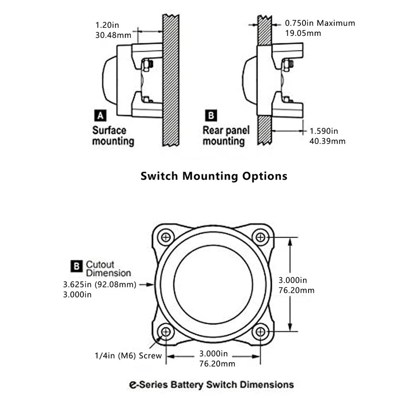 Battery Switch Mini 2 Position On/Off Disconnect Power Cut 12‑48V