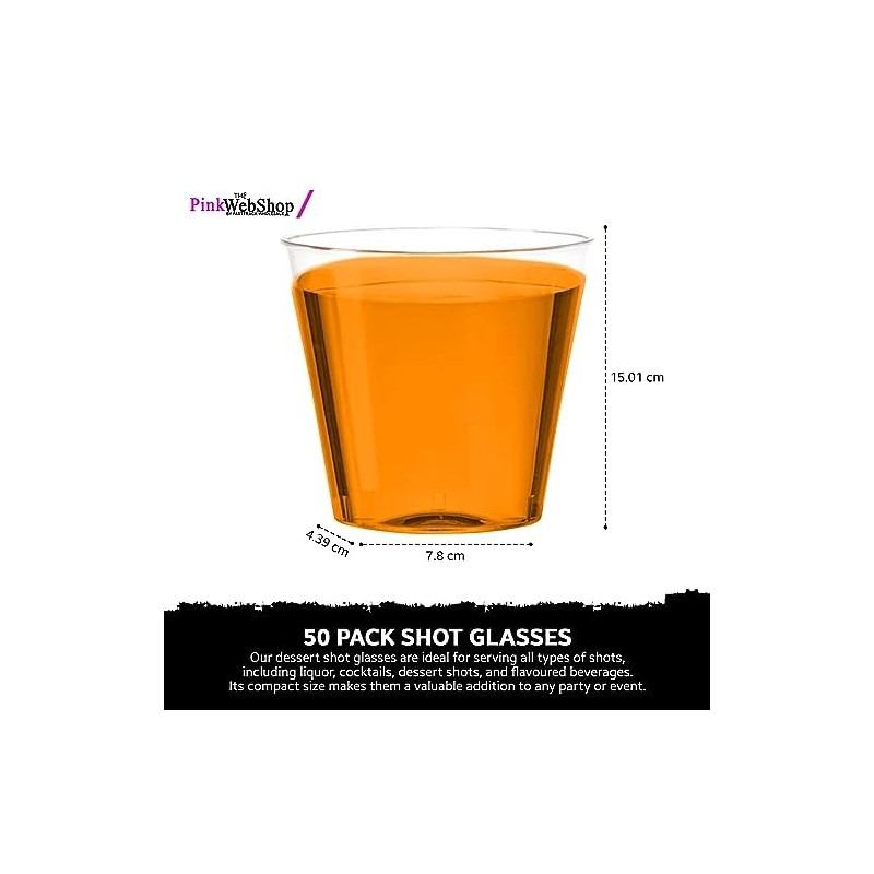 PinkWebShop - Crystal Clear Plastic Shot Glasses - 30ml Disposable