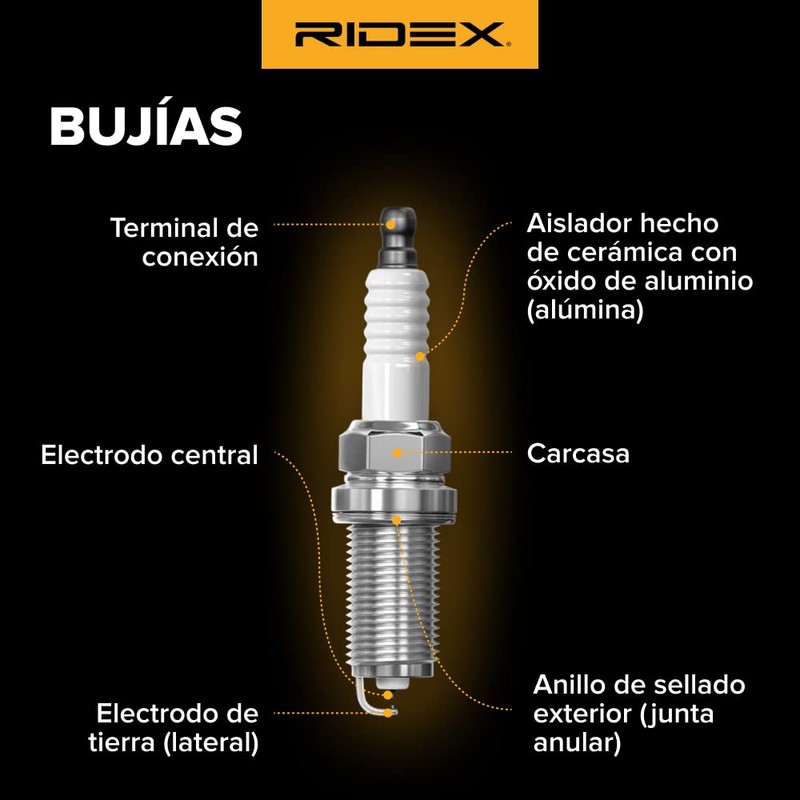 4x RIDEX Spark Plug 686S0326 Spanner Size: 16 Thread Length: