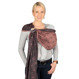 Hoppediz Ring-Sling, Baby Sling from Birth, 100% Organic Cotton, Design Malmö Rose