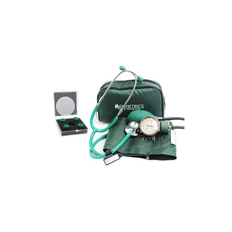 Kit Baumanómetro Aneroide + Estetoscopio Dúplex De Lujo (Verde)