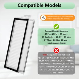 8 Pack Washable Filter For Roborock Q5 Pro Q5 Pro+(Plus) Q5 Max+(Plus) Q5 DuoRoller+ Q7 Q7+ Q7 Max Q7 Max+ Q8 Max Q8 Max+ Robot Vacuum Cleaner Accessories Replacement Part True HEPA Filter For Robotic