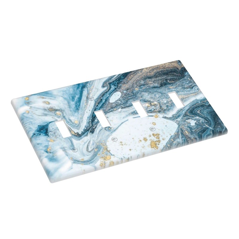 Blue Marble Light Switch Cover 4 Gang Wall Plate Quad