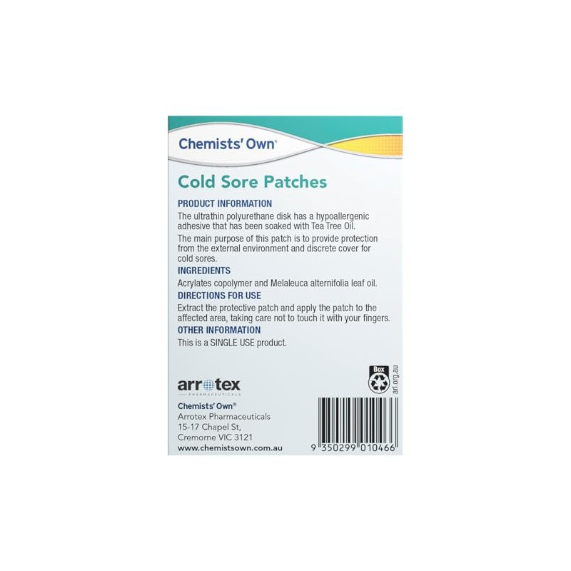 Chemists Own Cold Sore Patches 12