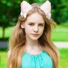 Cat Headband Cat's ears headdress and Plush wristband (White, One