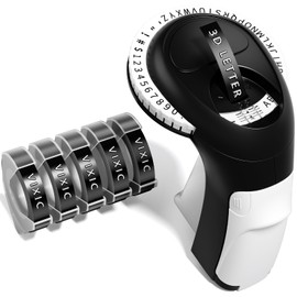 Vixic Embossing Label Maker, Retro Label Maker Emboss, Vintage Embossed Label Makers Machine with Tapes, Old School Manual Labeler with 5 Rolls 3D Black Labels for Home DIY & Crafting Scrapbooking Kid