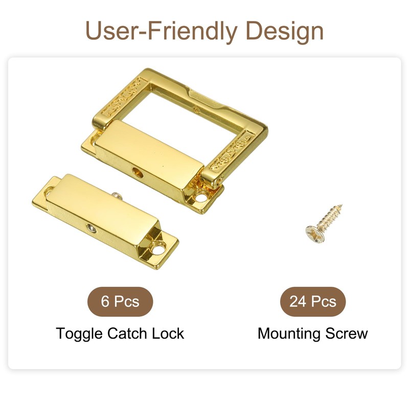 uxcell 6pcs Toggle Catch Lock, 0.9" x 1.5" Hasp Lock
