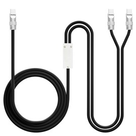 chubbycable 2 in 1 100W Charge Cable Durable Fast Multi Charging Cable Ultra-Thick Silicone Universal Multiple USB Cable, Black, Type-C to Type-C+Type-C, 4.2FT