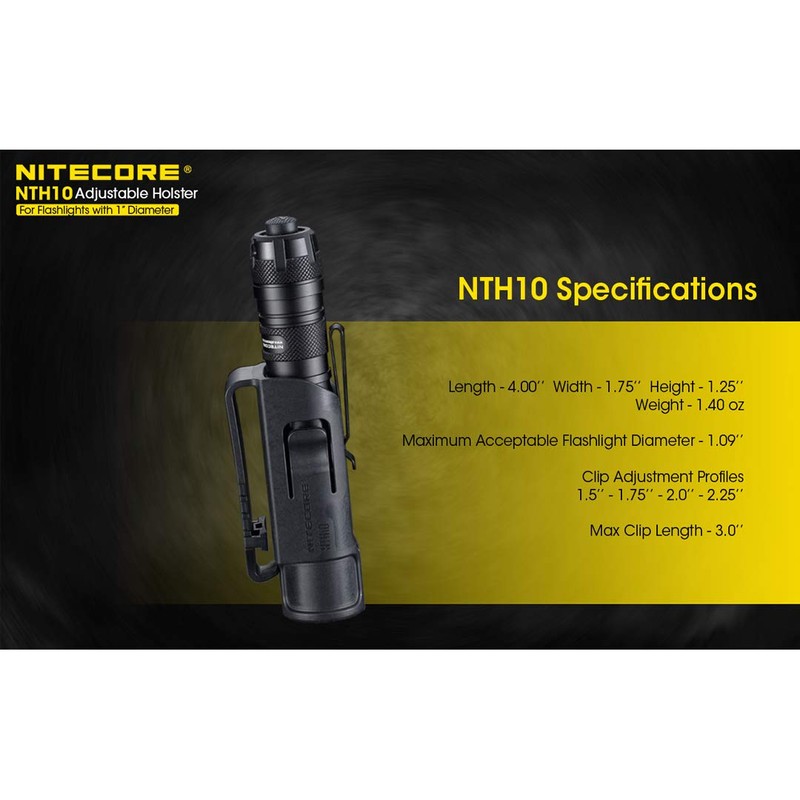 NITECORE NTH10 Adjustable Hard Holster for Flashlights with 1 inch
