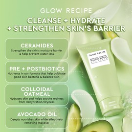 Glow Recipe Avocado Ceramide Moisture Barrier Face Cleanser - Hydrating Facial Cleanser for Dry Skin - Daily Makeup Remover & Gentle Face Wash with Avocado Oil for Skin Barrier Repair (150ml)