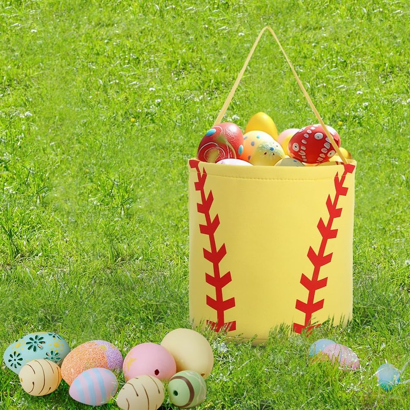 E-FirstFeeling Softball Basket Easter Baskets for Kids Canvas Easter Eggs