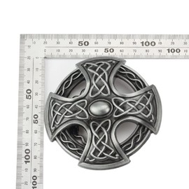 Cross Belt Buckle for Men, Viking Celtic Cross Belt Buckle, Punk Celtic Knot Cross Round Belt Buckle, Western Cowboy Belt Buckle, Best Man Belt Buckle, Silver Wedding Belt Buckle (Silver)