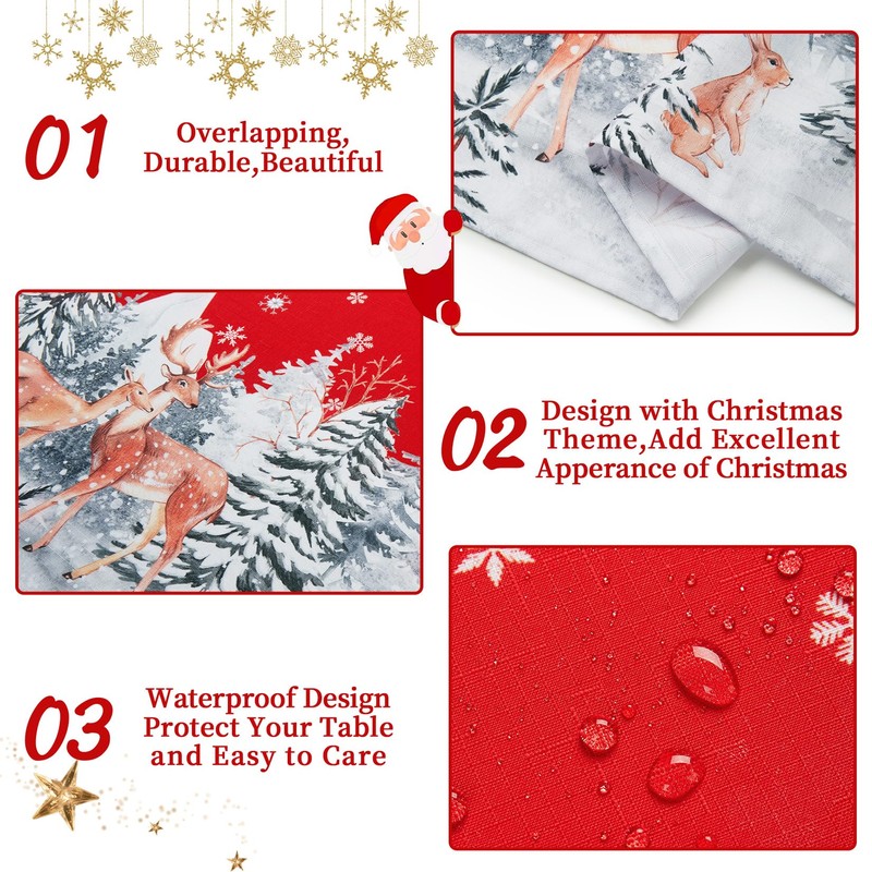 CAROMIO Christmas Table Cloth Waterproof Wipeable Tablecloth Wrinkle-Resistant Table Cover,