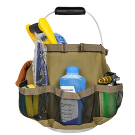 MeloTough Bucket Idea - Organizador de Herramientas de Lavado para Herramientas de jardín, Compatible con Cubos de 3,5 a 5 galones (Caqui)