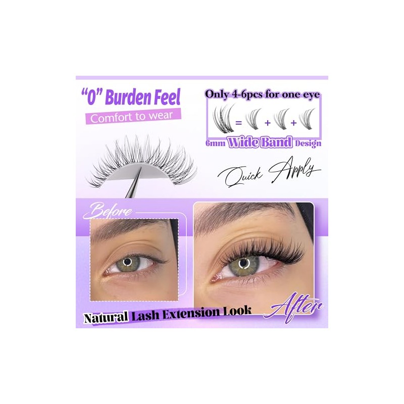 ALICE Natural Lash Clusters Lash Extensions Invisible Band Waterproof 8-16mm