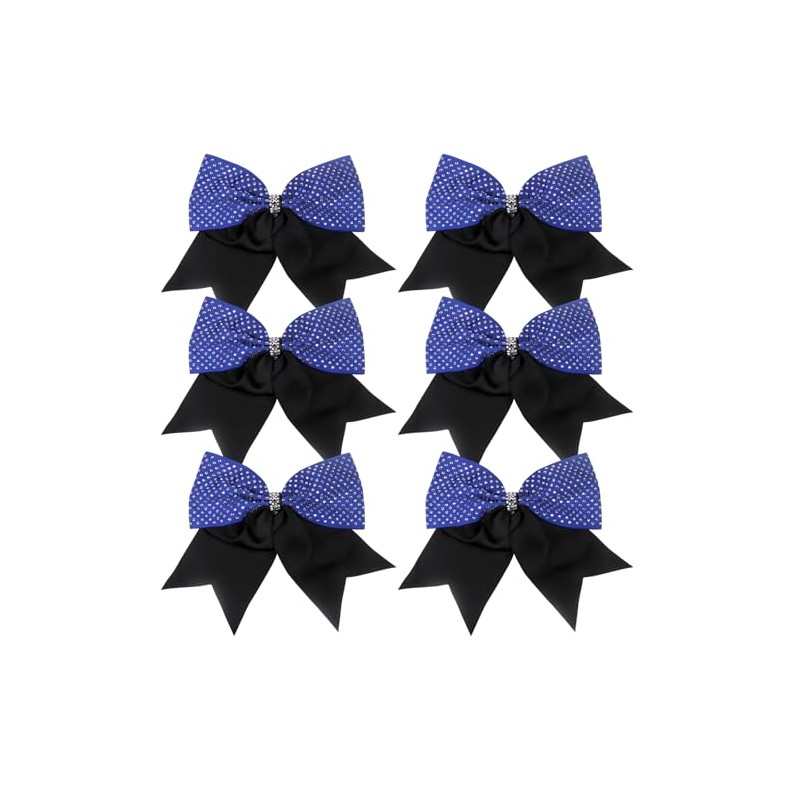 8 Inch Cheer Bows with Rhinestones, 2 Color Boutique Scrunchies,