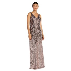 R&M Richards Women's Petite Ombre Evening Gown, Mocha