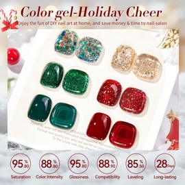 Born Pretty Christmas Gel Nail Polish Sparkle Glitter Red Green Gold Fall Winter Gel Polish Dark Green Red Burgundy Wine Red Gel Polish Set Nail Art Design Christmas Gift