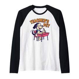 Cute Elementary School Student Dog Funny Teacher's Pet Raglan Baseball Tee