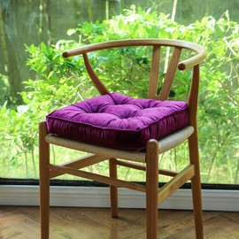 vctops Soft Velvet Chair Pads with Ties Comfy Solid Seat Cushion for Dining Chairs, Office Chairs, Hardwood Floors (Purple, 16"x16")