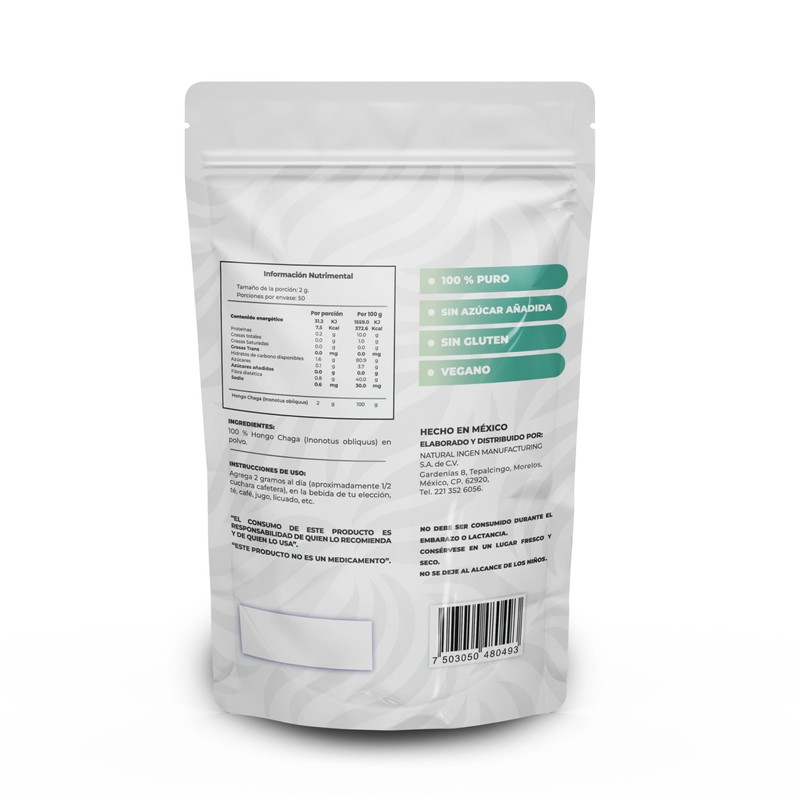 Hongo Chaga - En Polvo - Vegan -100 Gr -