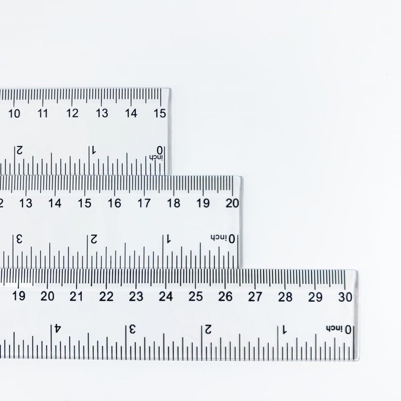 Plastic Ruler Set Clear Transparent Straight Ruler 15cm/30cm 6inch 12inch