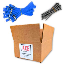 Blue Marking Whiskers with Stakes - 100 Pack - Durable Marking Whisker Set - Use Survey Whiskers As Ground Markers, Construction Markers, Or Trail Markers