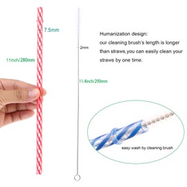 Dakoufish 11 Inch Reusable Plastic Drinking Straws BPA Free 12 Colors-12 Pack Plus Free Cleaning Brush (11inch，12color)