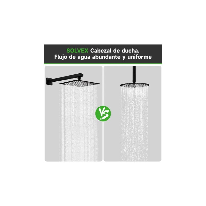 12pulgadas Cabezal Ducha Cuadrado Decascada Acero Inoxidable