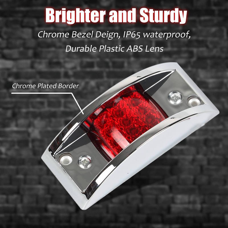 LiLoom 4 Pcs Trailer Side Marker Light, Chrome Armored 12