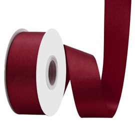 BVIEAKD 40mm Wide 45m Double Face Burgundy Satin Ribbon Fabric Ribbon for Gift Wrapping Very Suitable for Weddings Decoration Bouquet Balloons Arts Craft Sewing Hair Bow Invitation