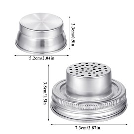 8 Pack Stainless Steel Mason Jar Shaker Lids with Silicone Seals for Dredge Flour,Mix Spices,Sugar, Salt, Peppers and Any Regular Mouth Mason Jar Canning Jar