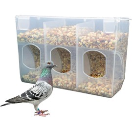 Automatic Pigeon Bird Feeder Water, Plastic Feeder Water Dispenser Drinkers for Cage, No Mess Hanging Parrot Food Feeding, Cage Accessories for Parakeet Quail Bird Chicken (3 Hole-Hook)