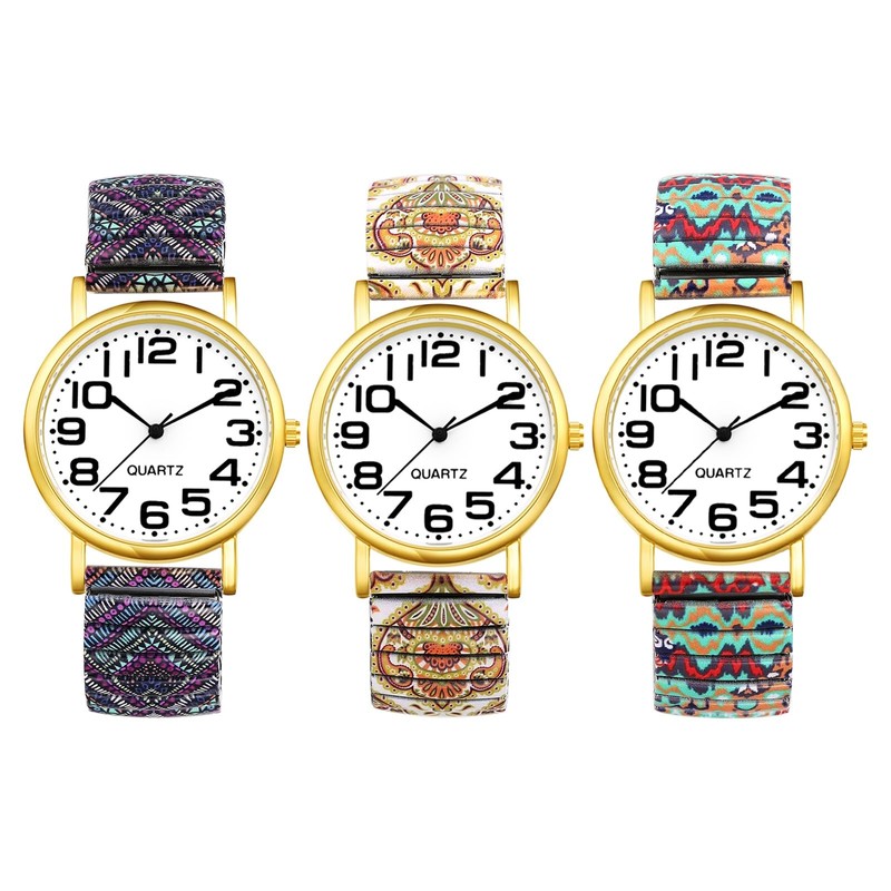 Avaner Women's Stretch Band Watches: Ladies Retro Pattern Printed Bohemia