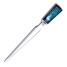 Mother of Pearl Design Letter Opener Metal Steel Office Hand Envelope Opener Gift Mail Slitter Letter Cutter Mail Opener Paper Cut Tool for Office Home School (Peacock)
