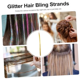 FRCOLOR 750pcs Glitter Hair Tinsel Strands Holographic Hair Extensions for Parties Festivals Cosplay of Colorful Sparkling Accessories Long